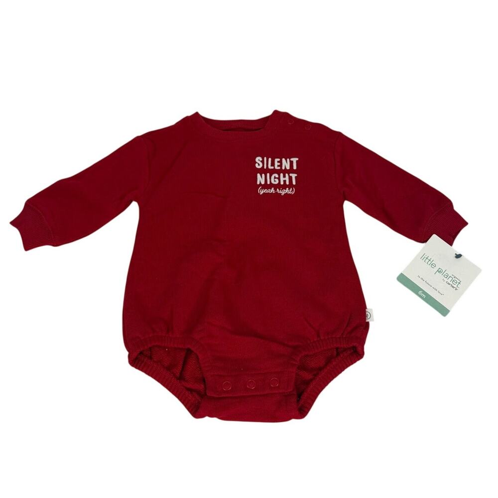 Carter's Little Planet Organic Baby Silent Night Red Bodysuit Size 6m NWT
